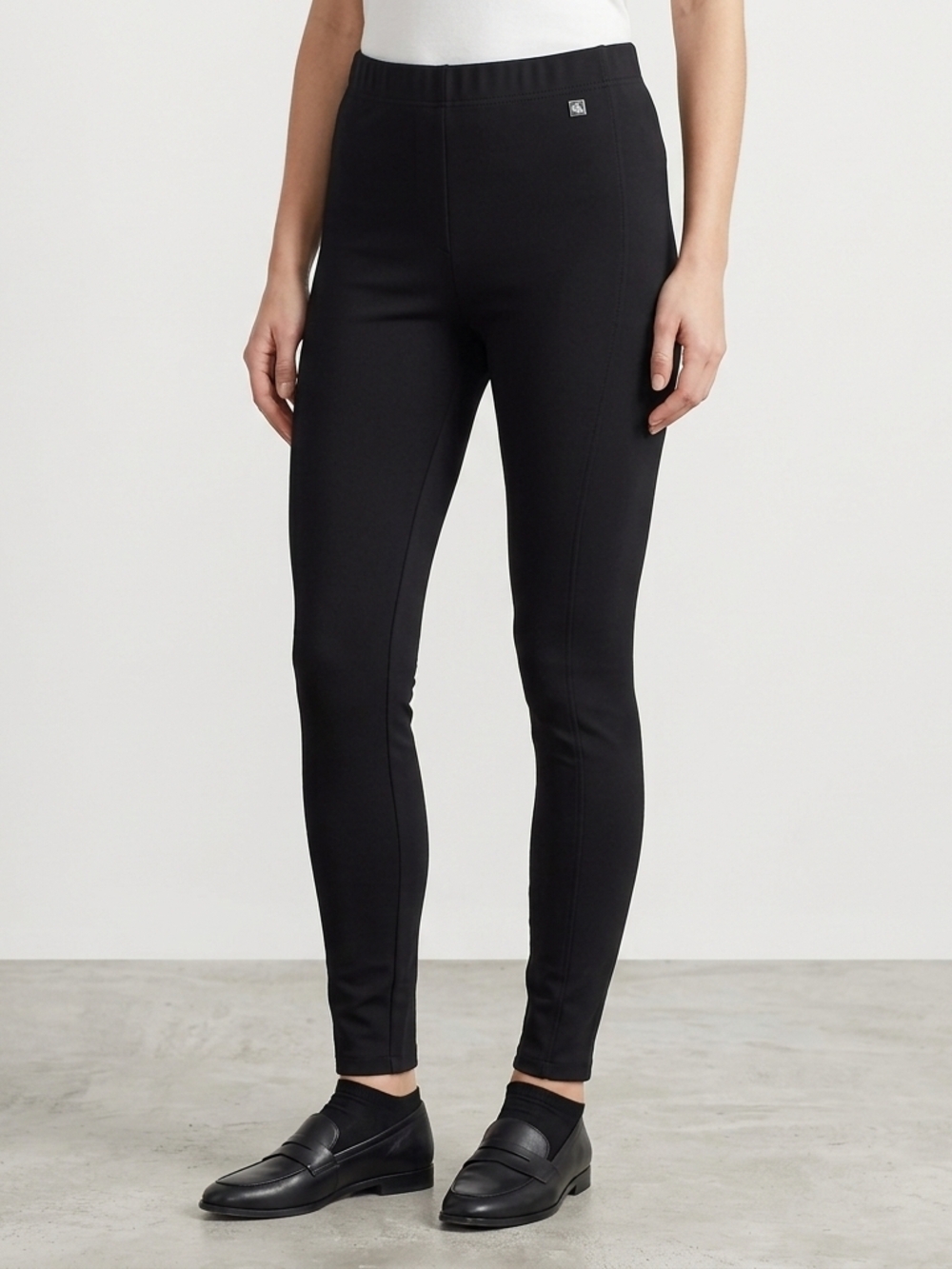 Lauren Ralph Lauren Women’s XS Black Ponte Leggings Slim Stretch Metal Logo